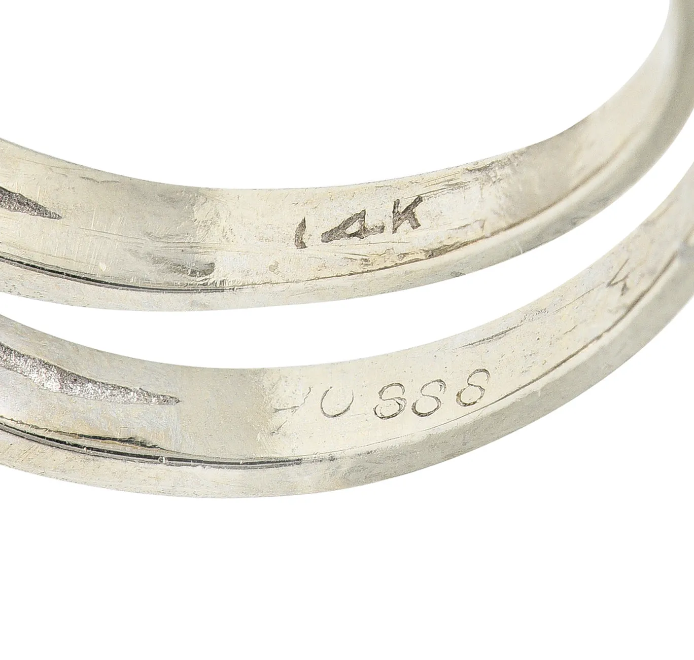 Mid-Century 1.00 CTW Diamond 14 Karat White Gold Vintage Bypass Ring
