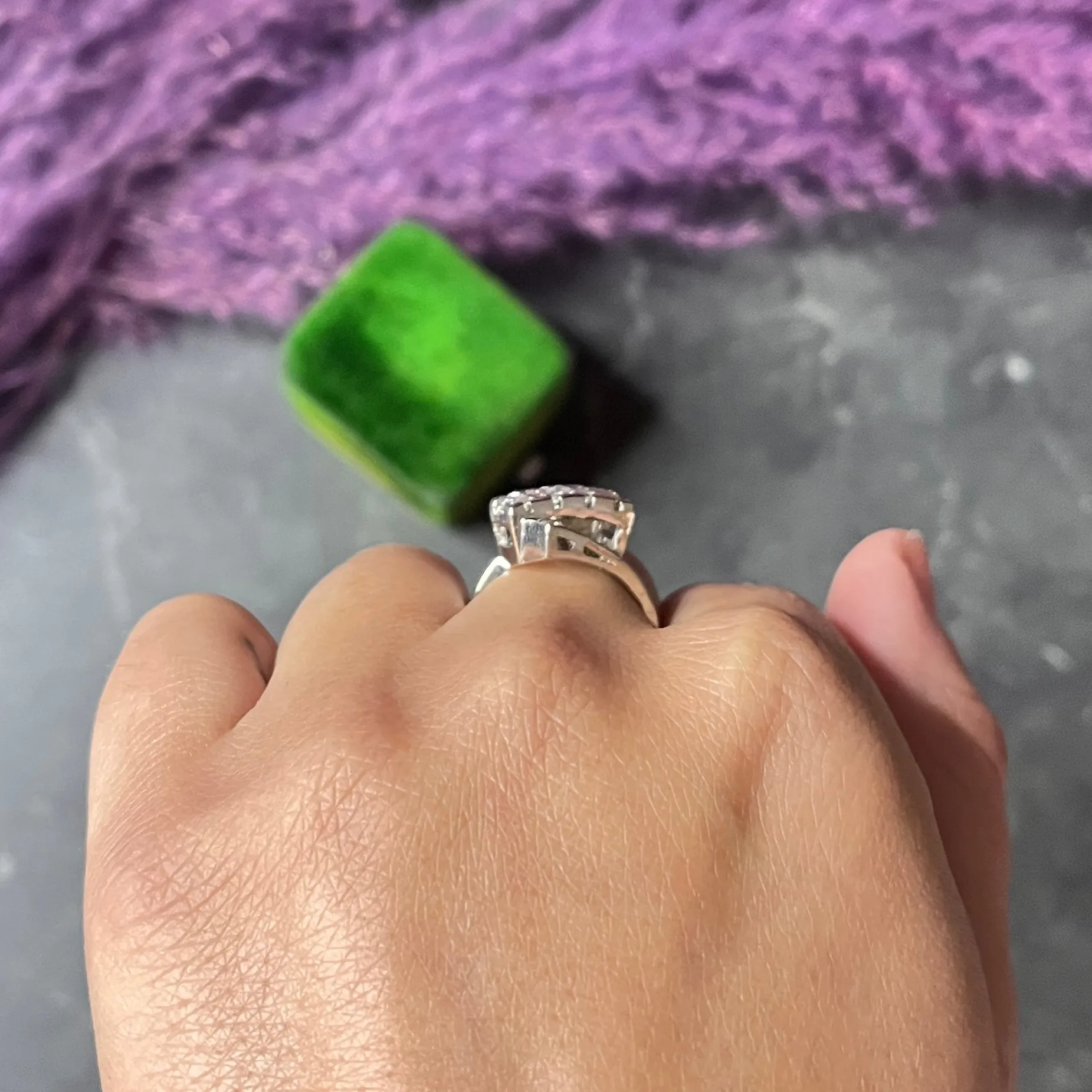 Mid-Century 1.00 CTW Diamond 14 Karat White Gold Vintage Bypass Ring
