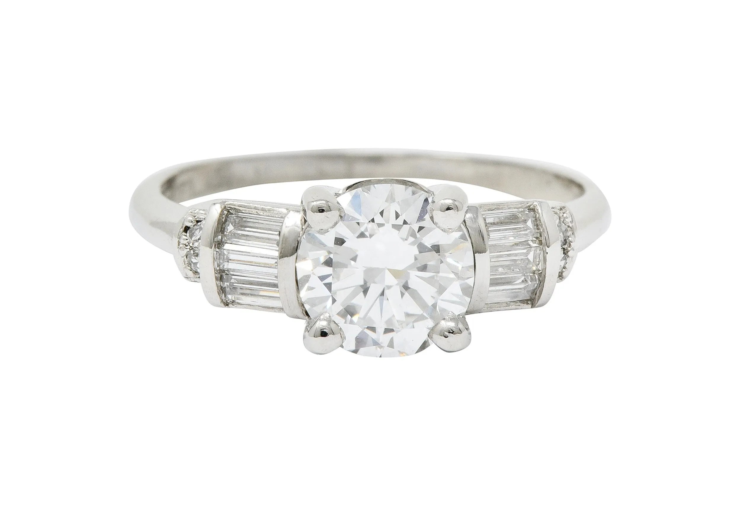 Mid-Century 1.32 CTW Diamond Platinum Vintage Engagement Ring GIA