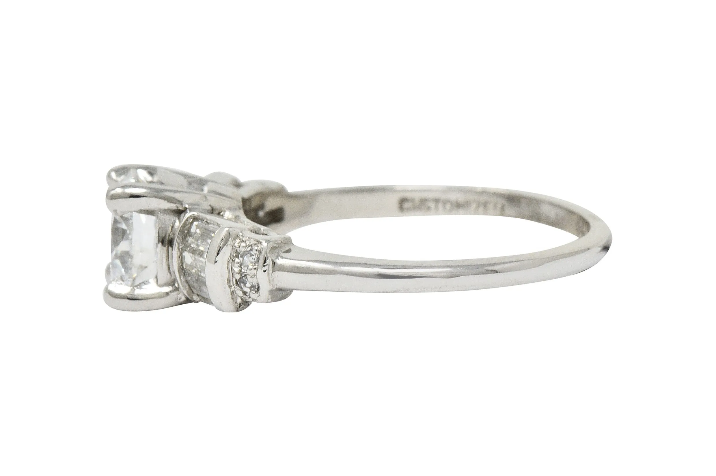 Mid-Century 1.32 CTW Diamond Platinum Vintage Engagement Ring GIA