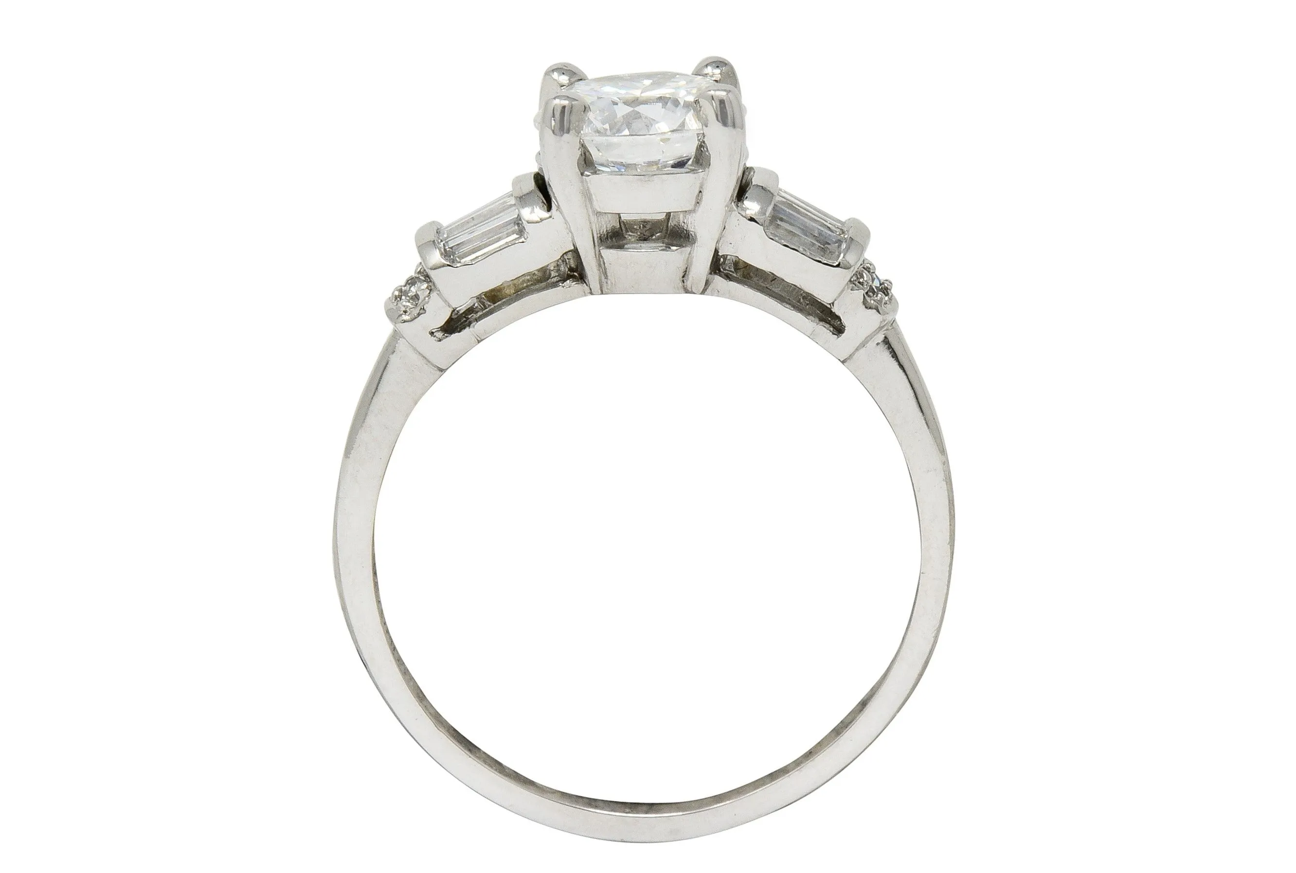 Mid-Century 1.32 CTW Diamond Platinum Vintage Engagement Ring GIA