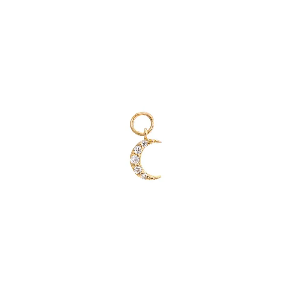 Mini CZ Pave Moon Charm 14K