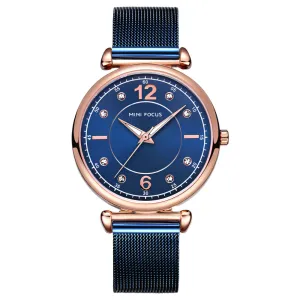 Mini Focus Blue Mesh Bracelet Blue Dial Quartz Watch for Ladies - MF0177L-04