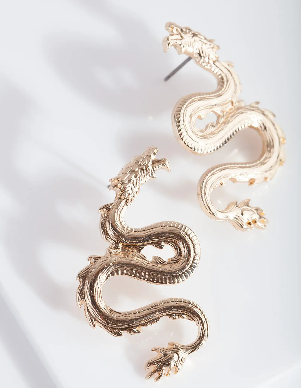 Mini Gold Spiked Dragon Earrings