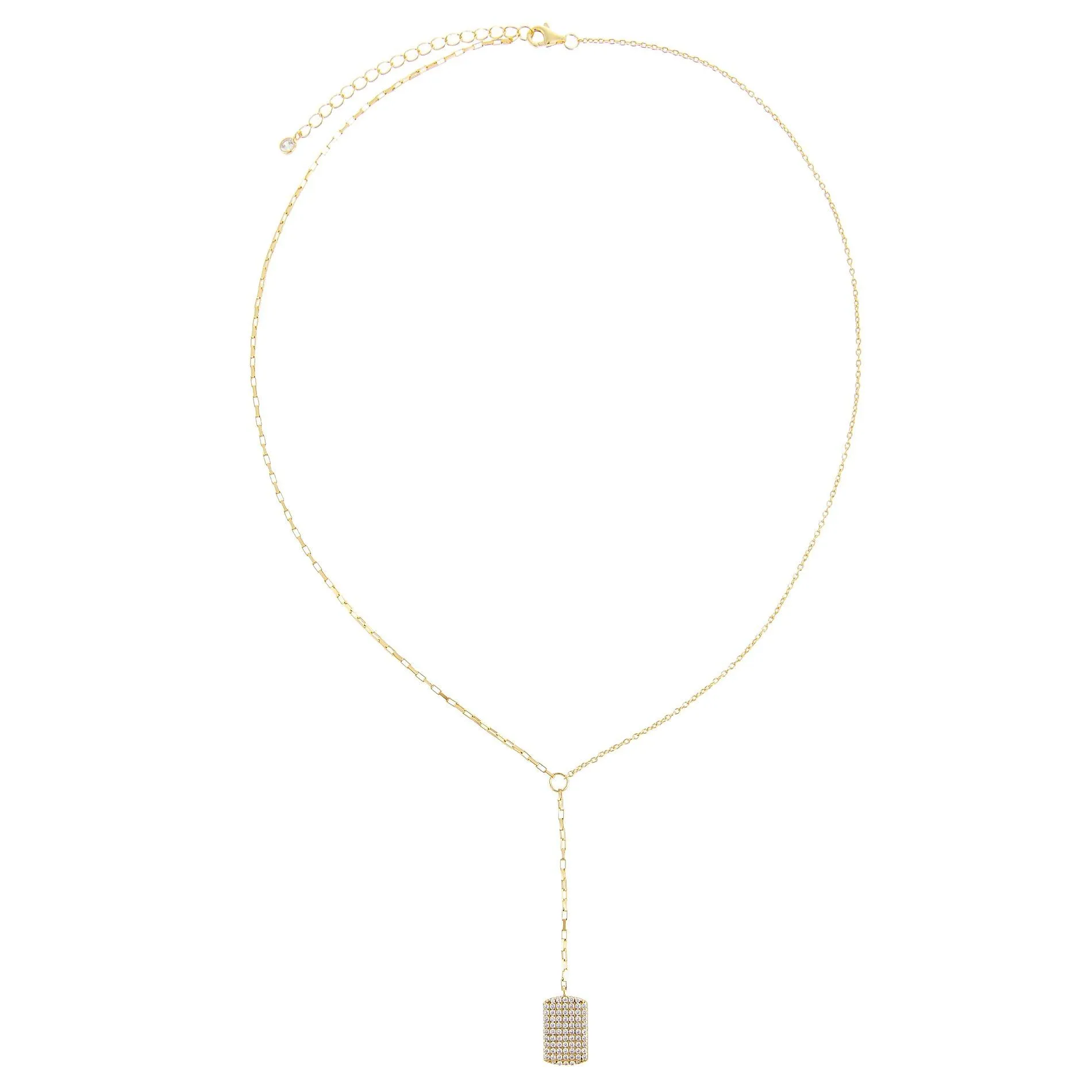Mini Pavé Dog Tag Lariat