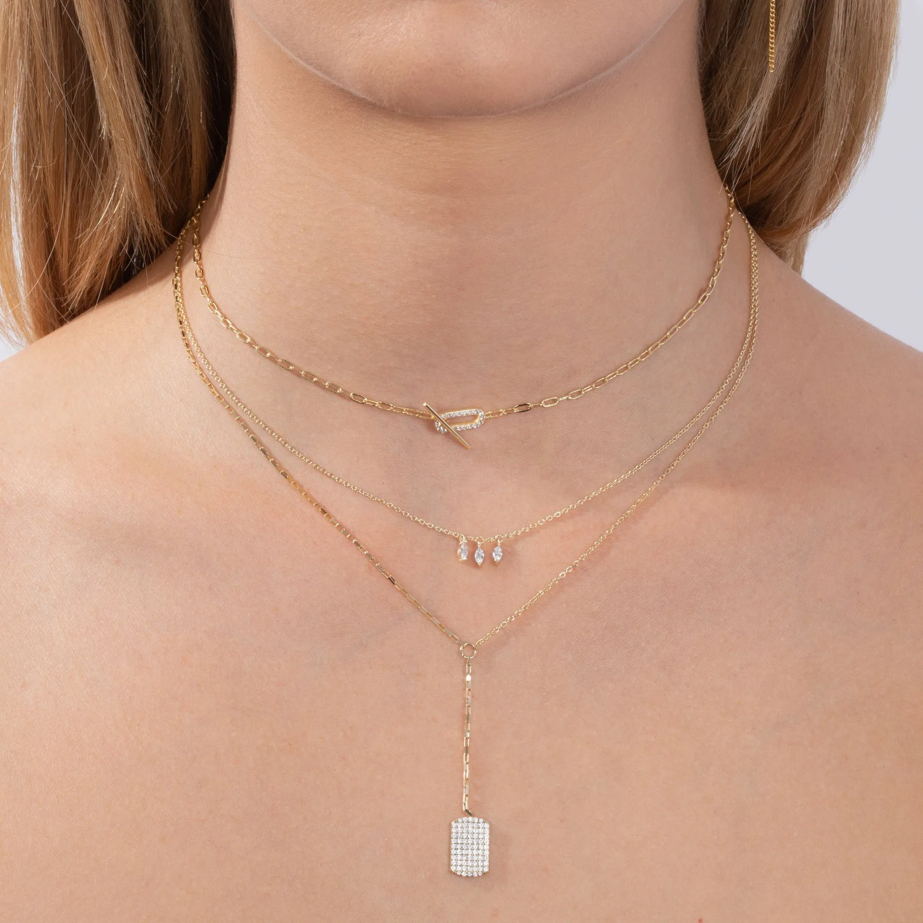 Mini Pavé Dog Tag Lariat