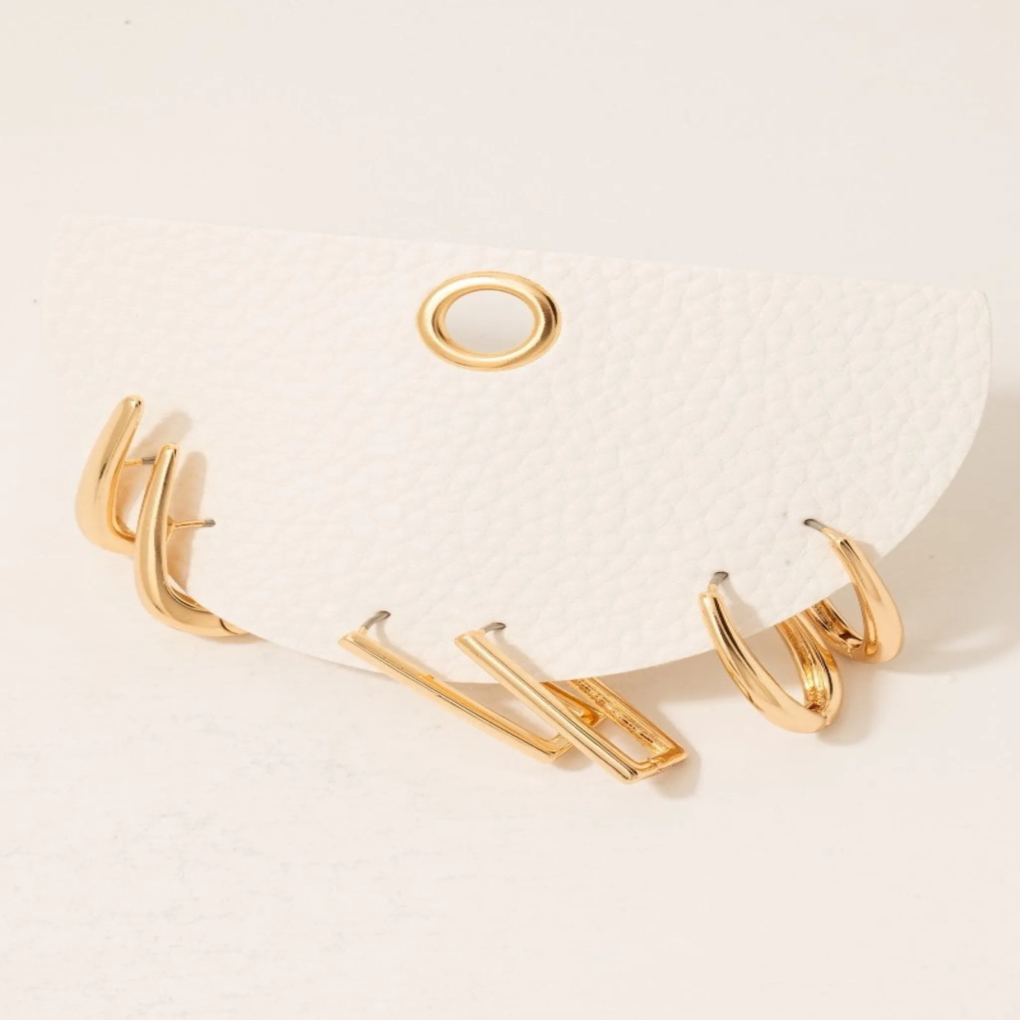 Mixed Long Oval Hinge Hoop Earrings Set