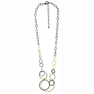 MIXED METALS CIRCLE PENDANT NECKLACE