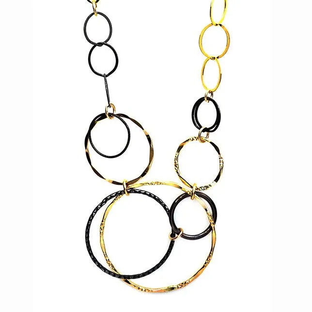 MIXED METALS CIRCLE PENDANT NECKLACE