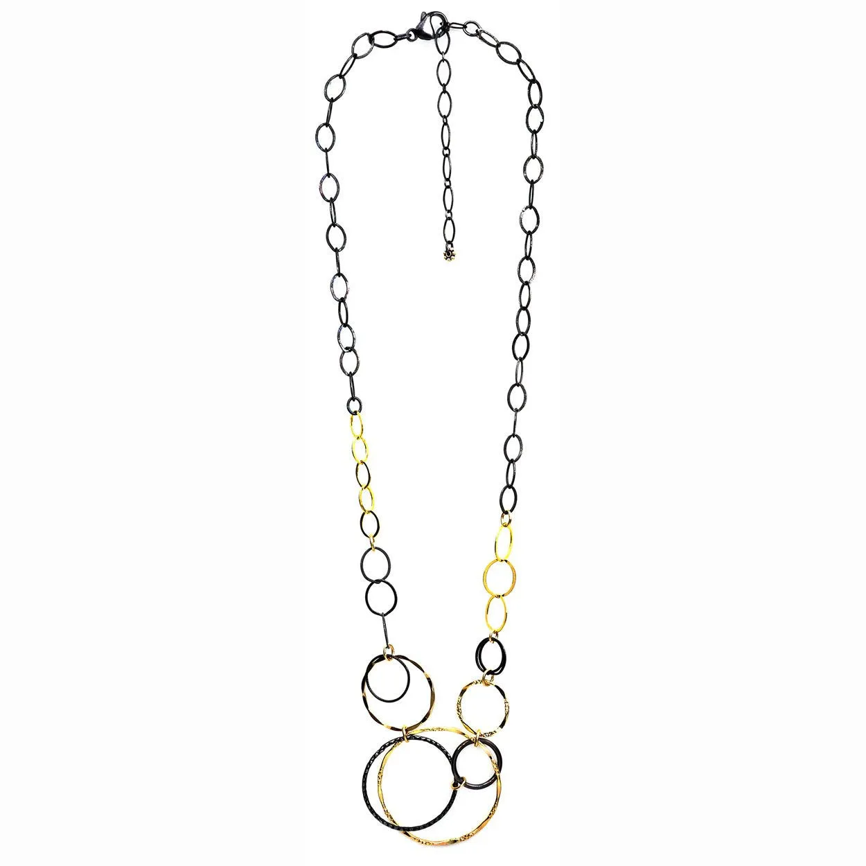 MIXED METALS CIRCLE PENDANT NECKLACE