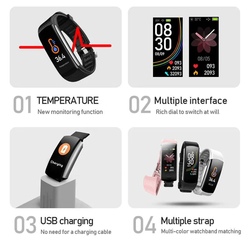 MNWT Smart Watches IP67 Waterproof Sport Men Heart Rate Watch Sleep Tracker Wristband Bluetooth Smartwatch for Android IOS