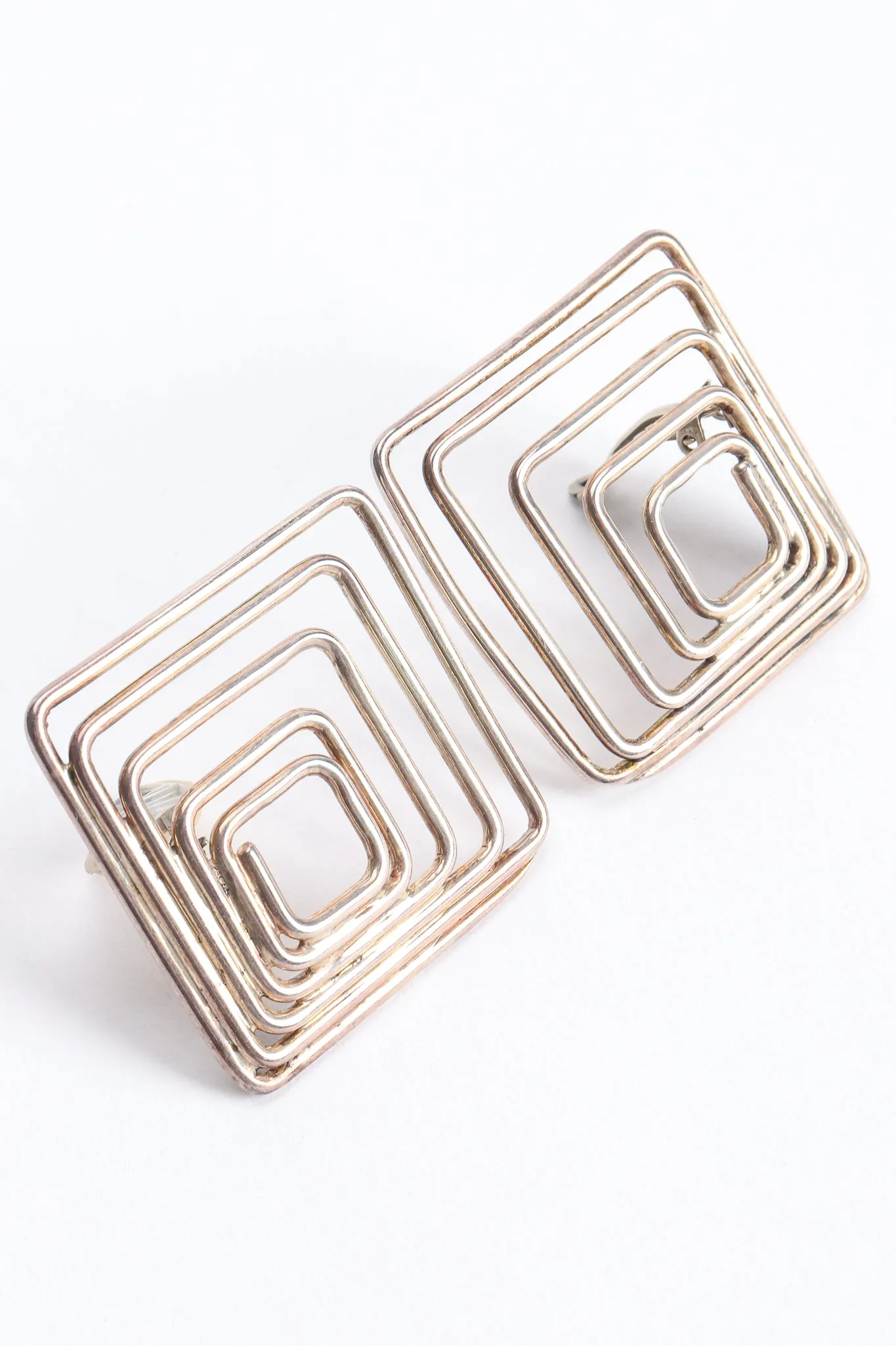 Modernist Sterling Square Earrings