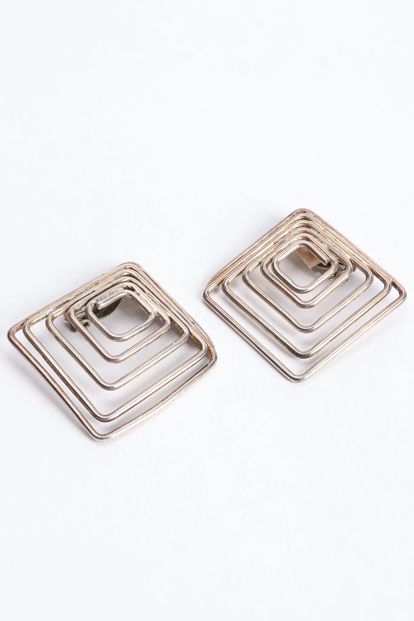 Modernist Sterling Square Earrings