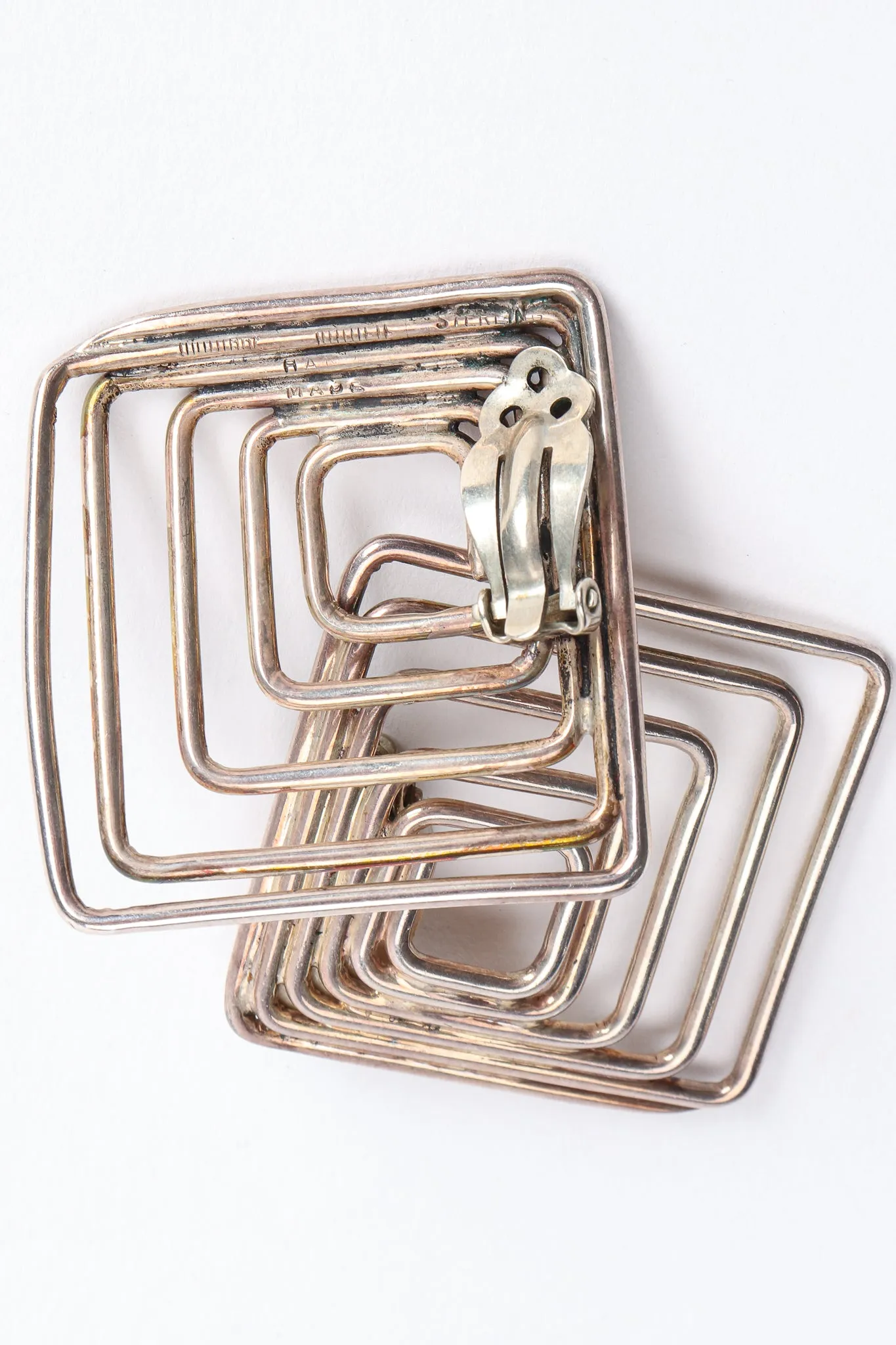 Modernist Sterling Square Earrings