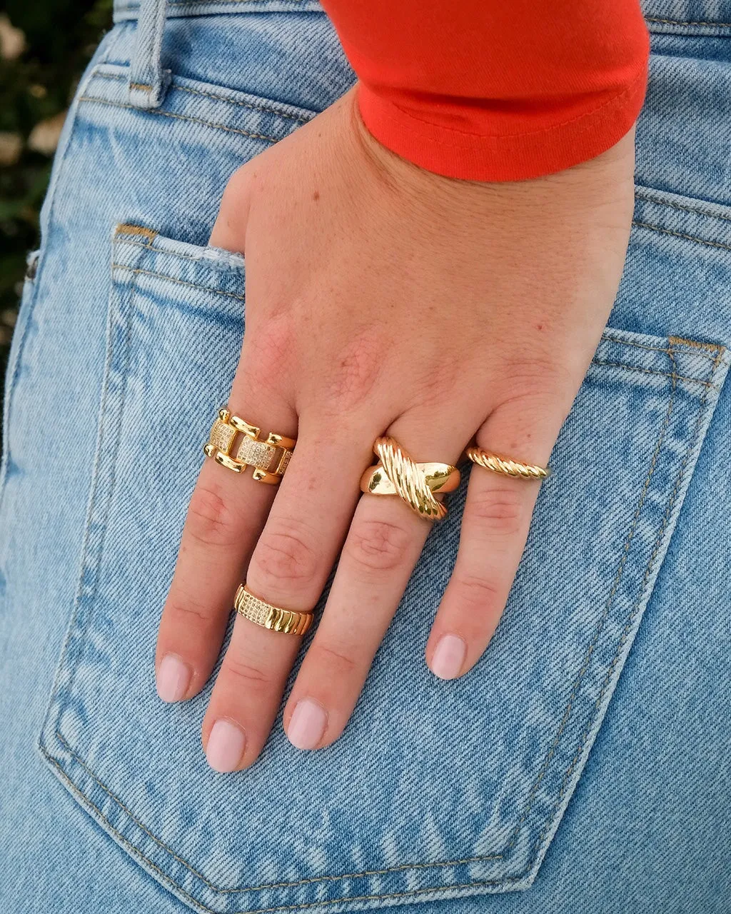 Myra Textured Cross Ring