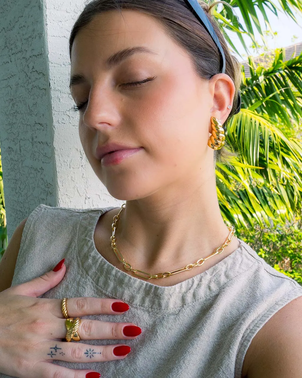 Myra Textured Cross Ring