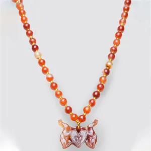 Mystic Rabbit Necklace in Carnelian Agate