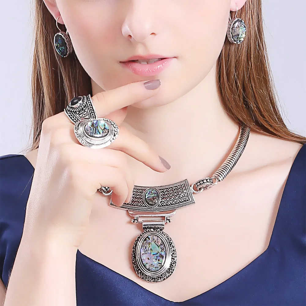 Natural Color Pearl Gemstone Collar Necklace Fashion Retro Bracelet Elephant Suit