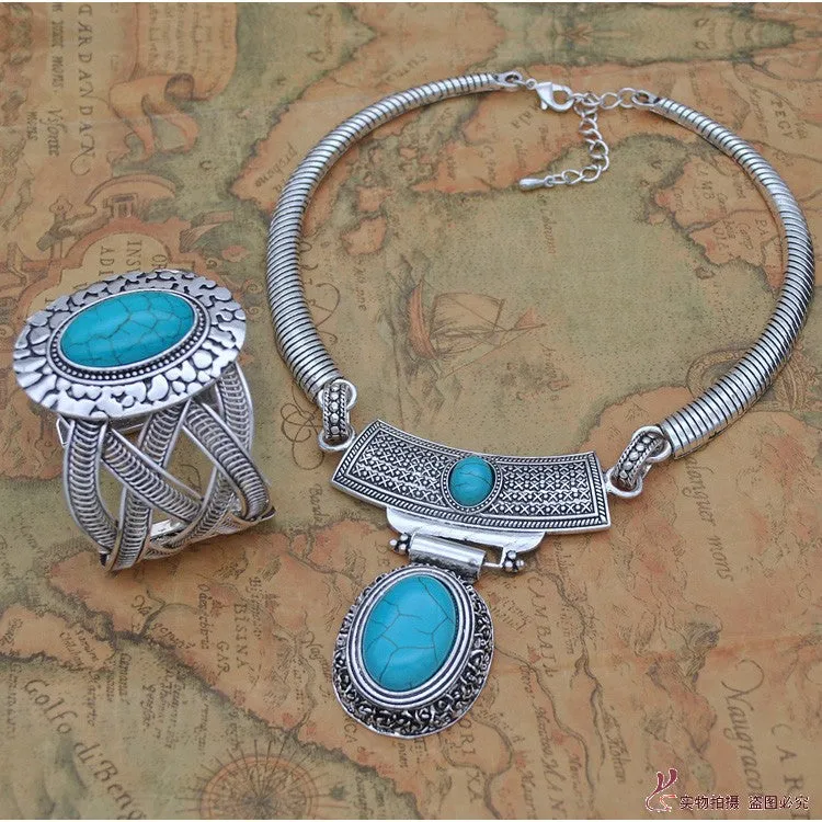 Natural Color Pearl Gemstone Collar Necklace Fashion Retro Bracelet Elephant Suit