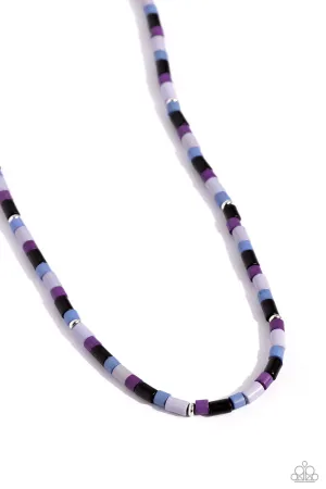 Natural Nonchalance - Black - Purple, Blue, and Gray Bead Paparazzi Short Necklace