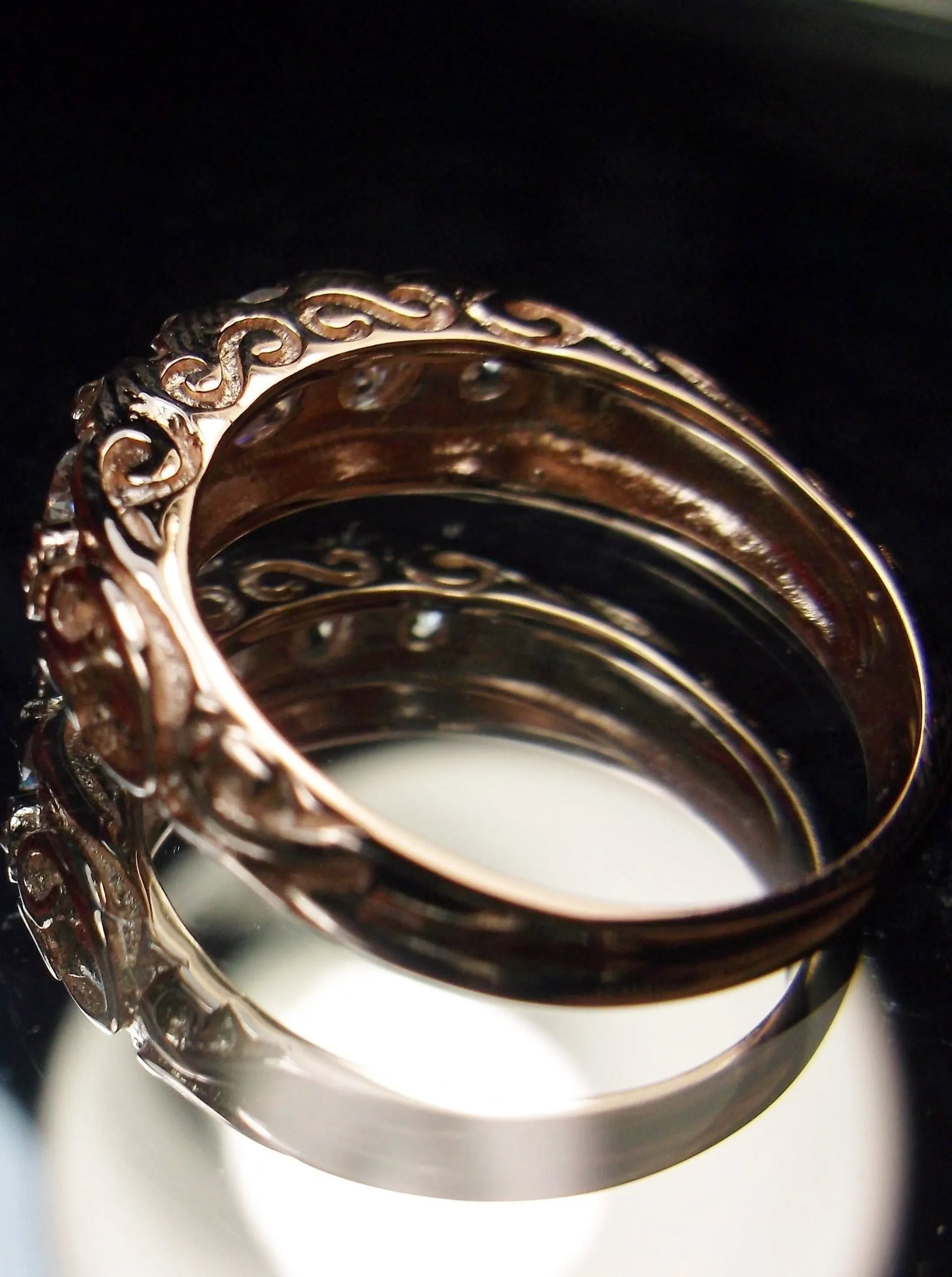 Natural White Topaz Ring, Rose Gold, 5-Stone Georgian Victorian Jewelry #D19