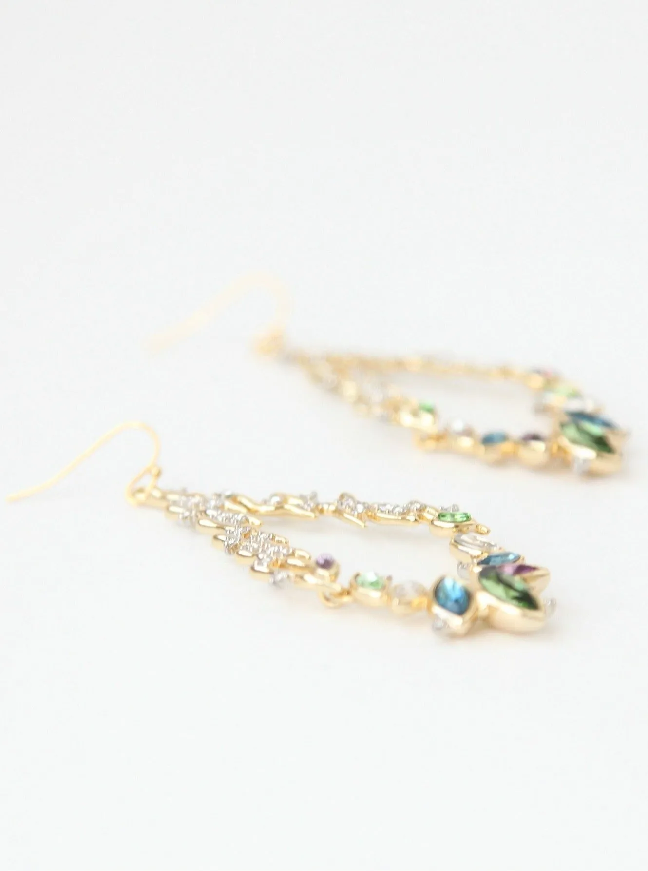 Navette Crystal Spiked Wire Earrings