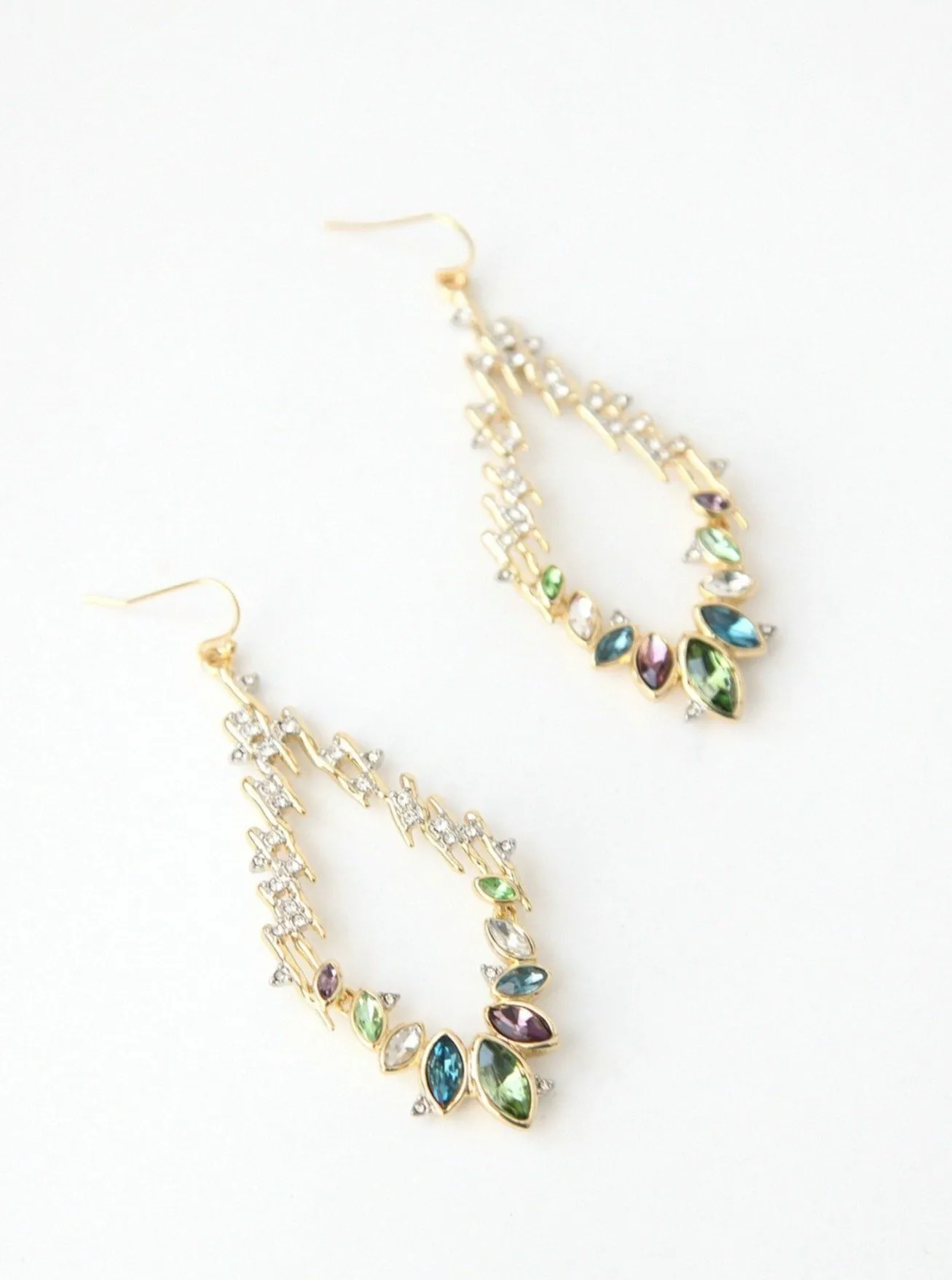 Navette Crystal Spiked Wire Earrings