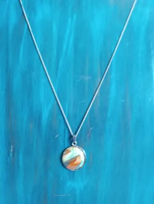 Necklace-Small Black Gold Red Pendent
