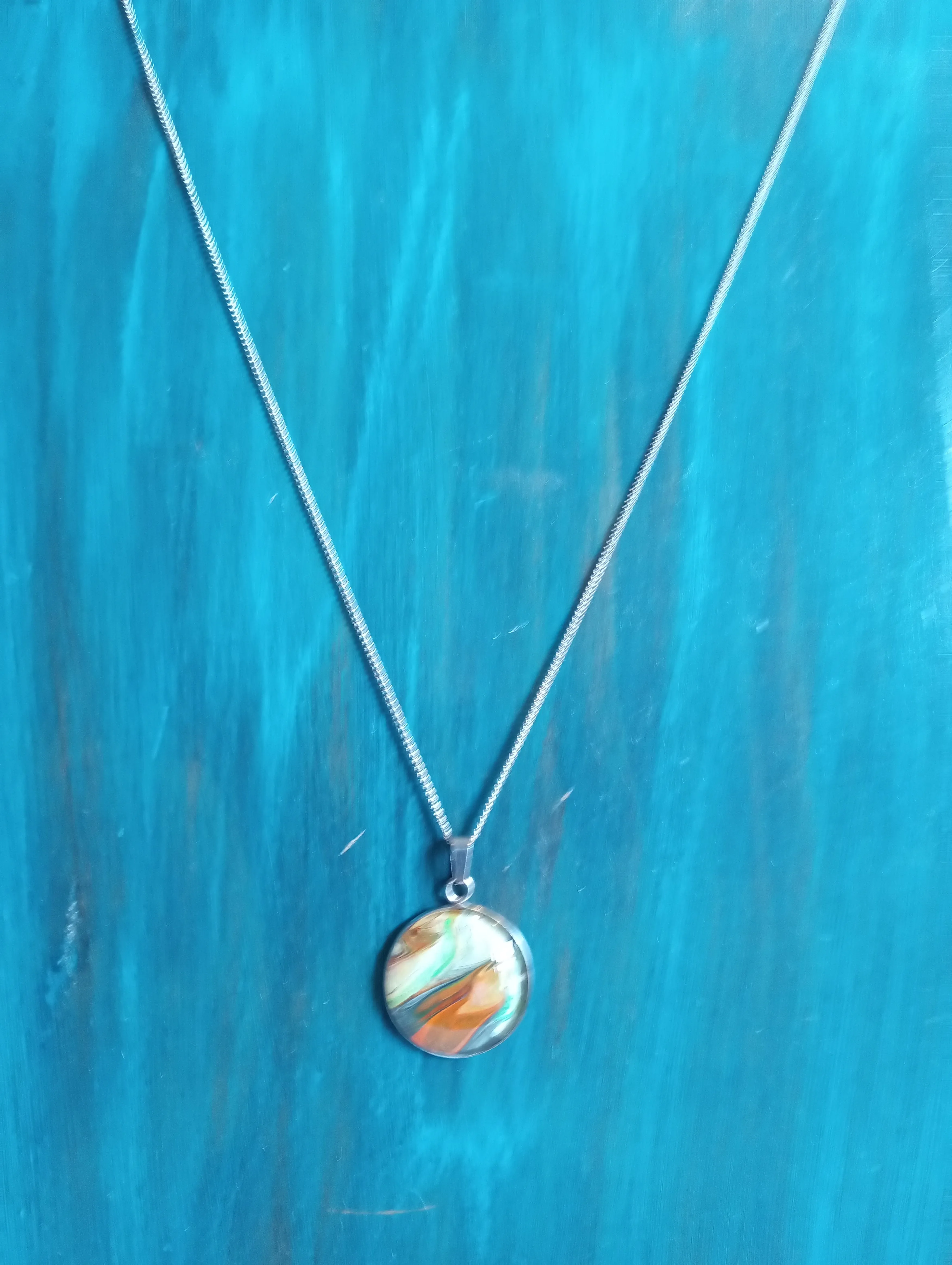 Necklace-Small Black Gold Red Pendent