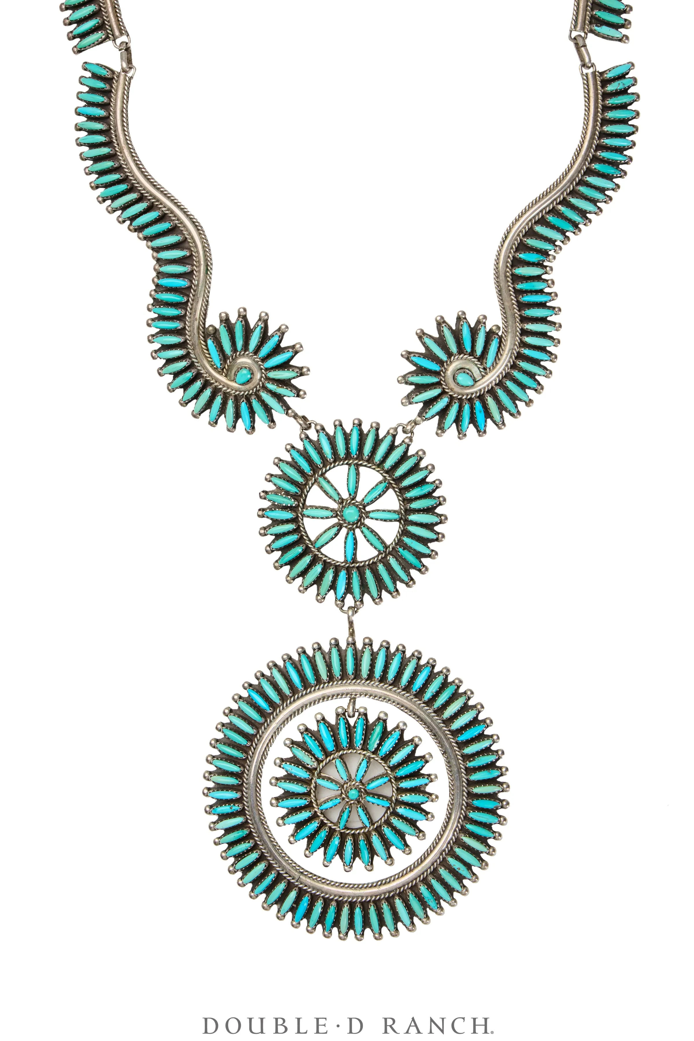 Necklace, Statement, Bib, Turquoise, Needlepoint, Hallmark, Vintage, 3405