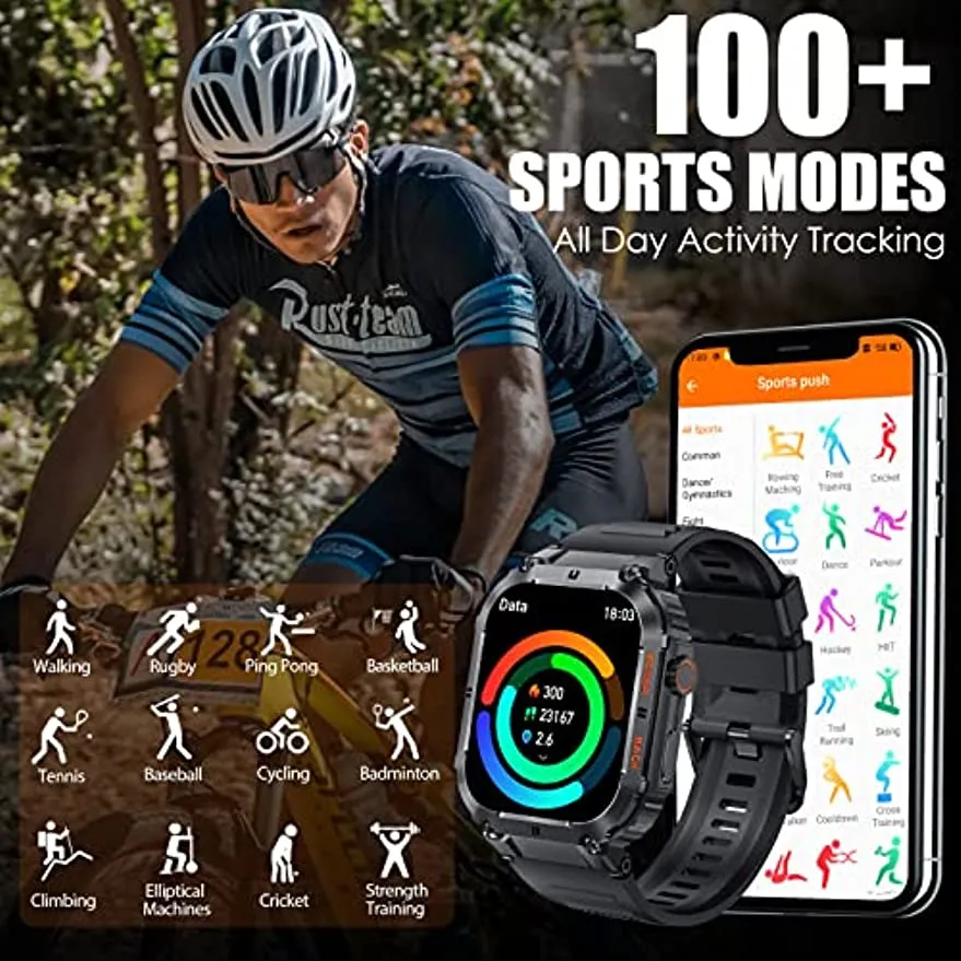 Nektom Military Smart Watches K57 Rugged Outdoor Sports Watch Fitness Tracker