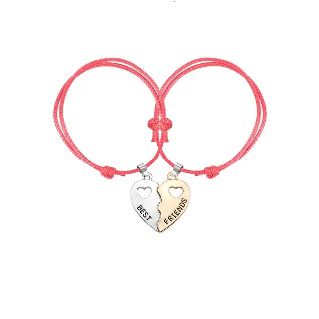 New Charm 2 Pcs/Set Best Friends Bracelets For Women Girls Hollow Out Heart Shape Pendant Bangles Bff Forever Jewelry Gifts 2019