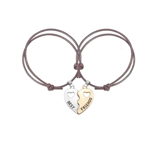 New Charm 2 Pcs/Set Best Friends Bracelets For Women Girls Hollow Out Heart Shape Pendant Bangles Bff Forever Jewelry Gifts 2019