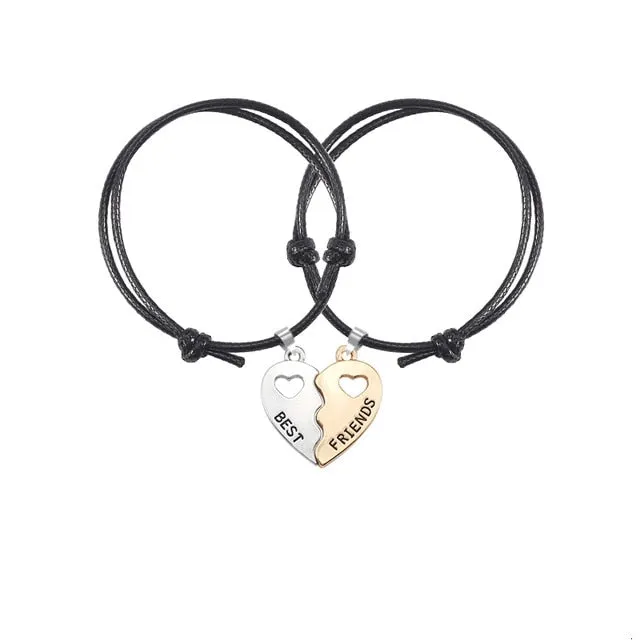 New Charm 2 Pcs/Set Best Friends Bracelets For Women Girls Hollow Out Heart Shape Pendant Bangles Bff Forever Jewelry Gifts 2019