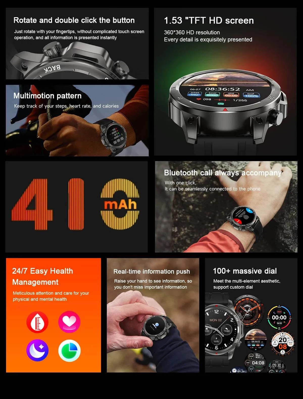 New NFC Men's Smart Watch Bluetooth Call LED Sports Smart Watch Heart Rate Sleep Health Temperature Monitoring Smartwatches