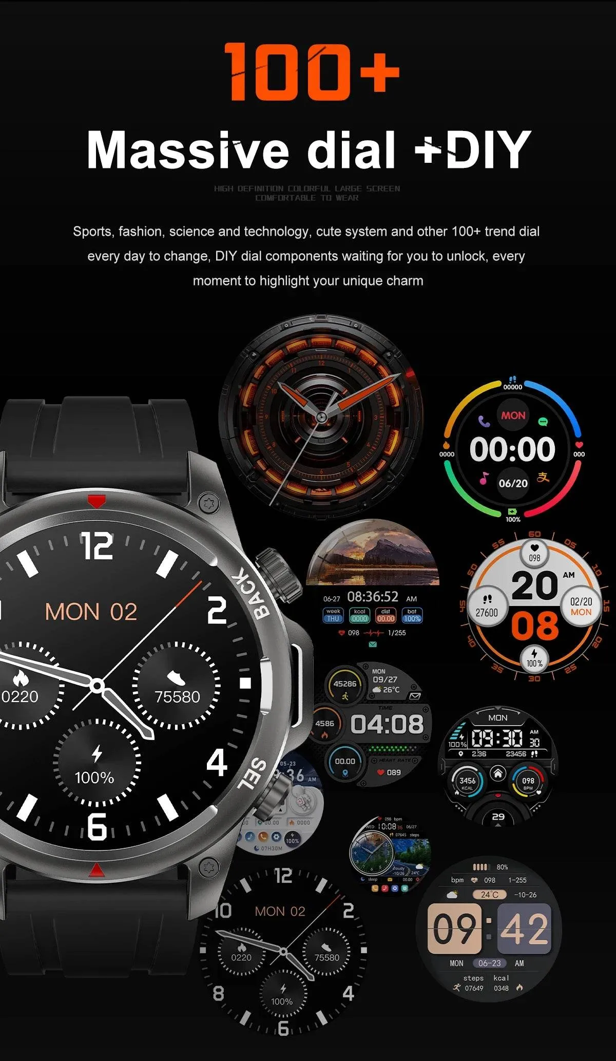 New NFC Men's Smart Watch Bluetooth Call LED Sports Smart Watch Heart Rate Sleep Health Temperature Monitoring Smartwatches