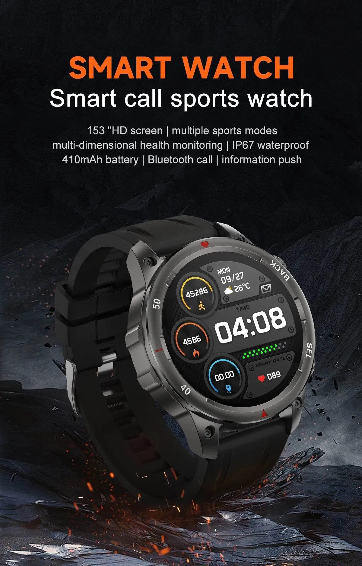 New NFC Men's Smart Watch Bluetooth Call LED Sports Smart Watch Heart Rate Sleep Health Temperature Monitoring Smartwatches