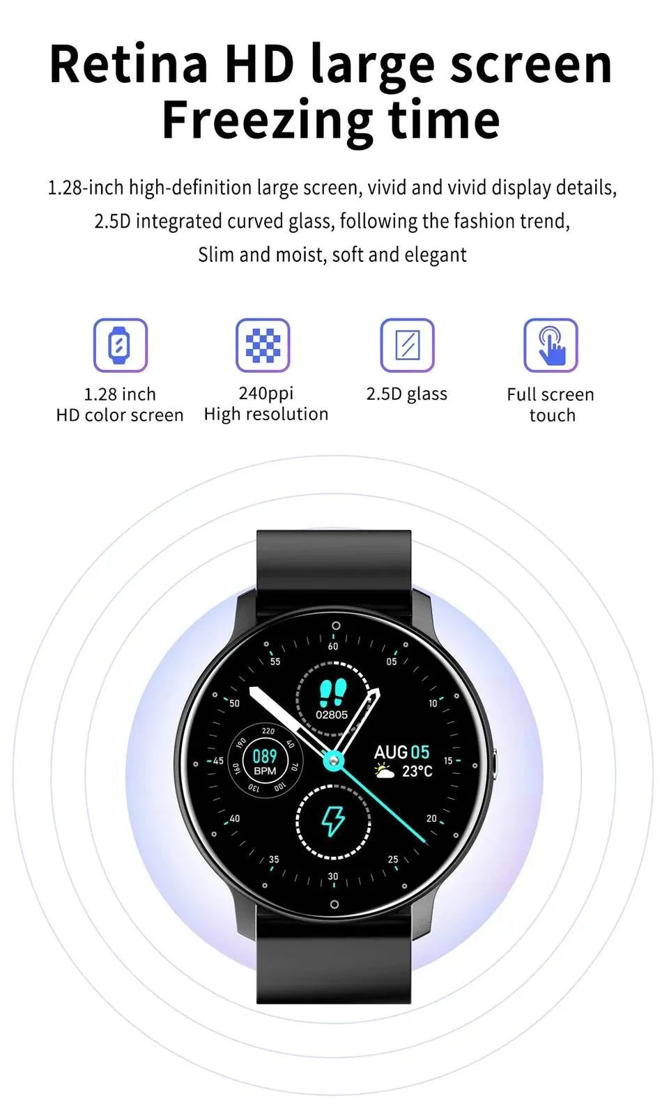 New Women Smart watch Ladies Full touch Screen Sport Fitness Watch Waterproof Bluetooth For Android IOS Smart watch Female