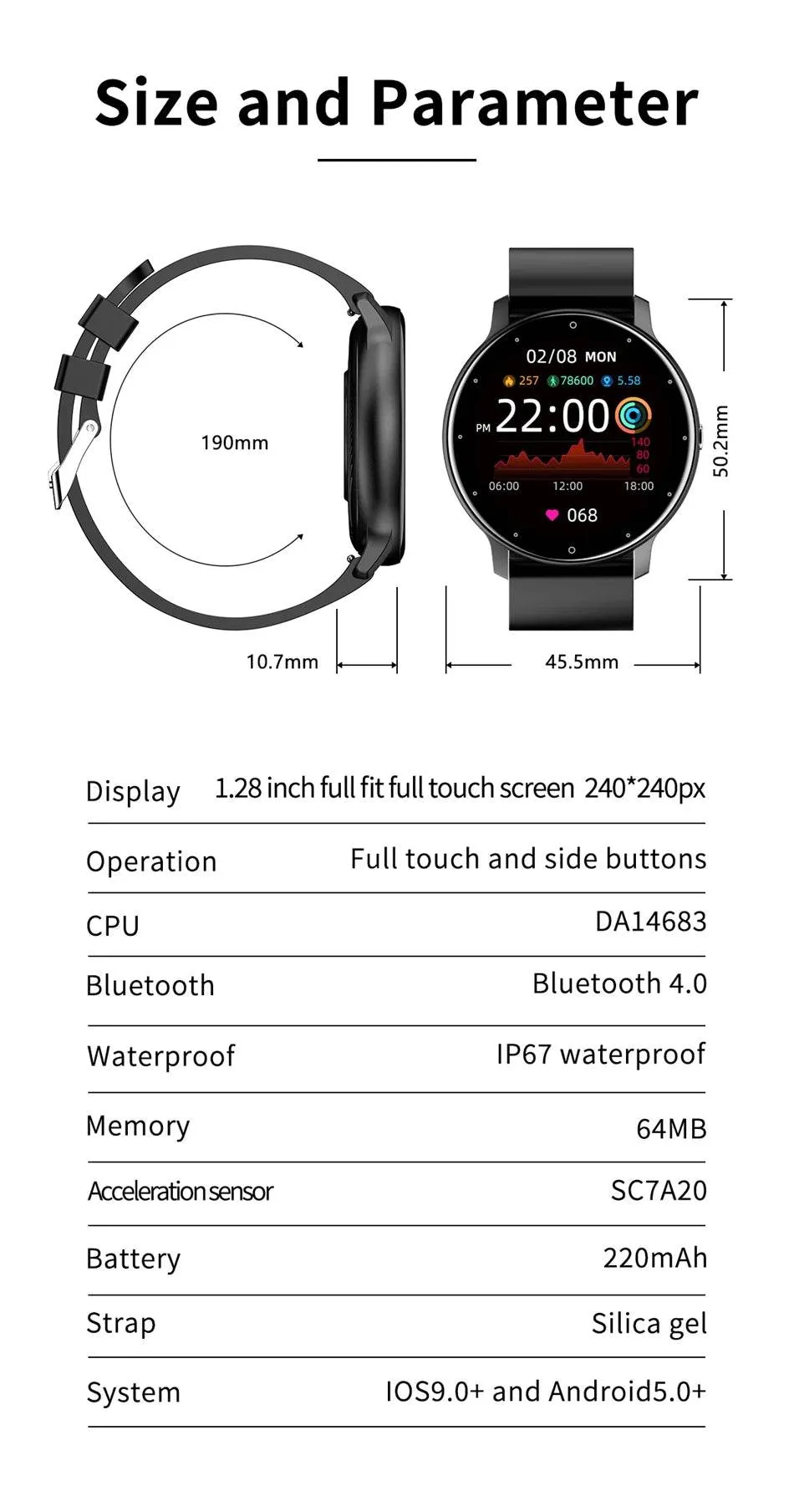 New Women Smart watch Ladies Full touch Screen Sport Fitness Watch Waterproof Bluetooth For Android IOS Smart watch Female