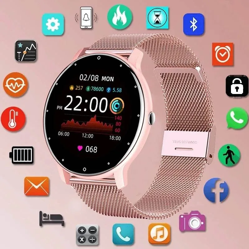New Women Smart watch Ladies Full touch Screen Sport Fitness Watch Waterproof Bluetooth For Android IOS Smart watch Female
