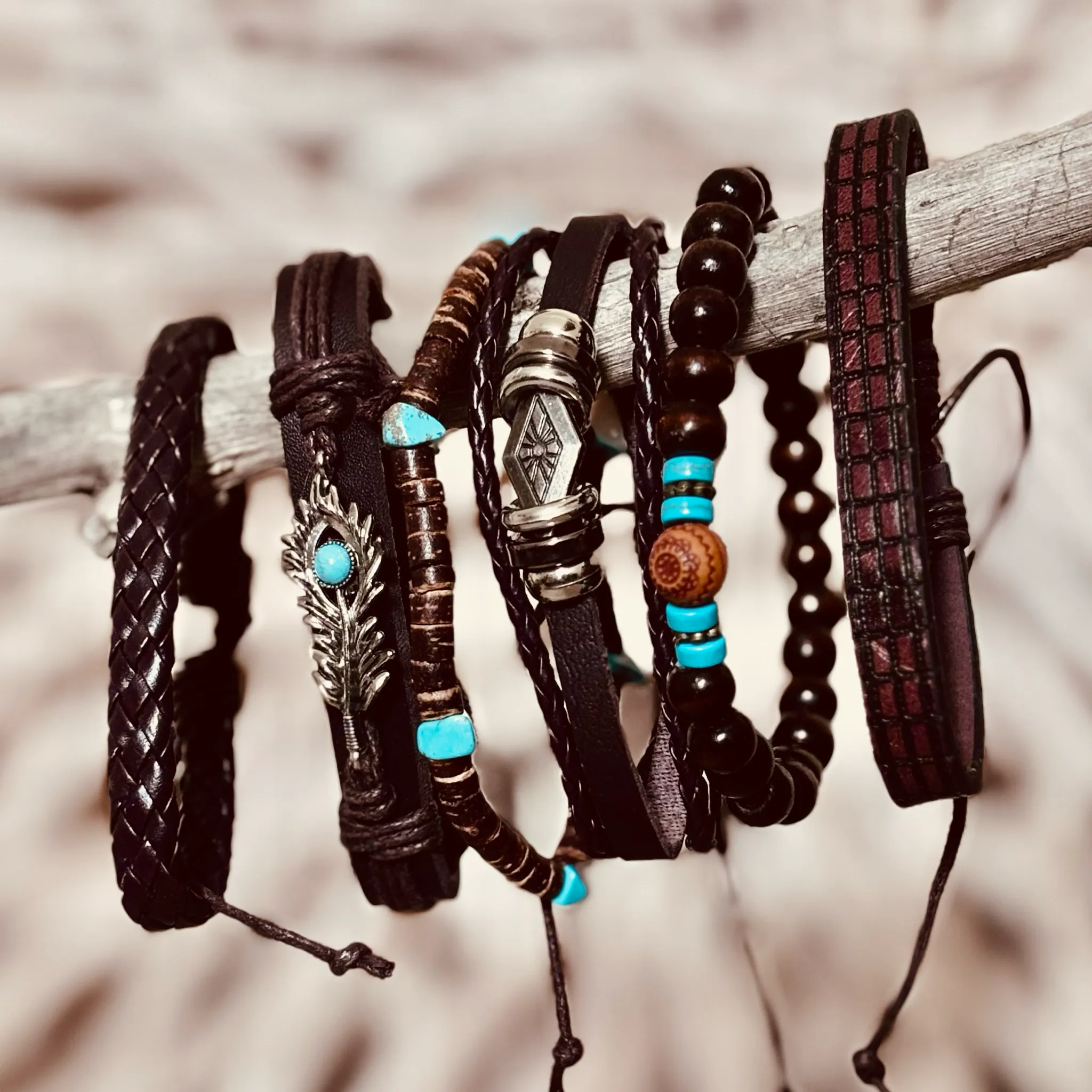 Nomad Spirit Leather Bracelet Set – Rustic & Boho