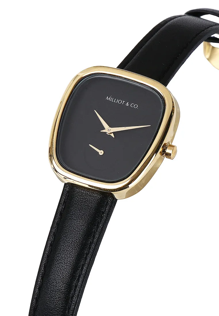 Nova Gold Leather Analog Watch (Black)