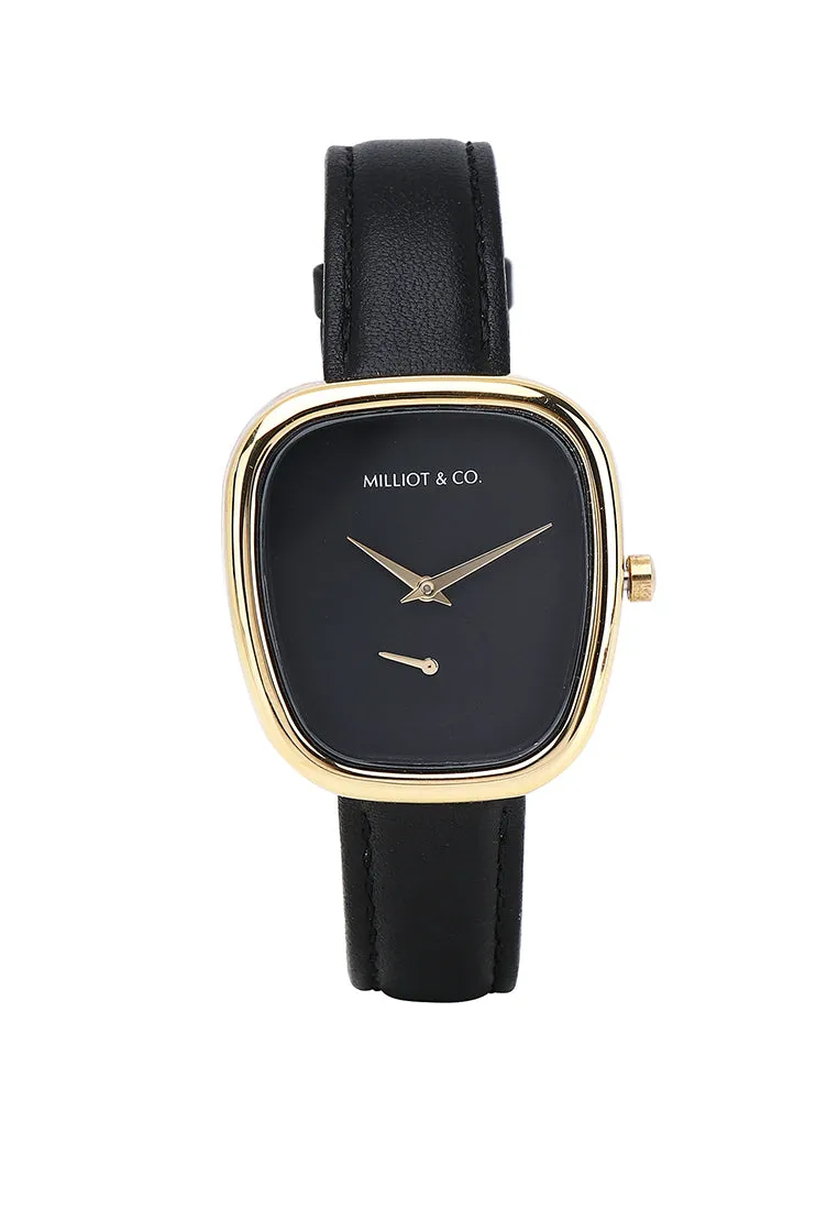 Nova Gold Leather Analog Watch (Black)