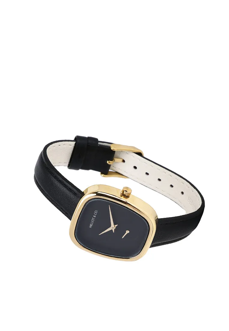 Nova Gold Leather Analog Watch (Black)