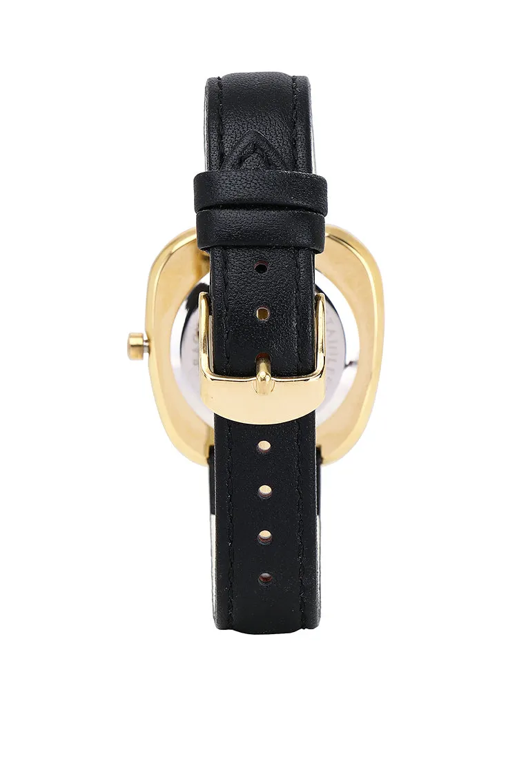 Nova Gold Leather Analog Watch (Black)
