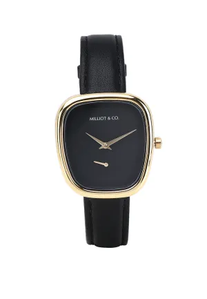 Nova Gold Leather Analog Watch (Black)