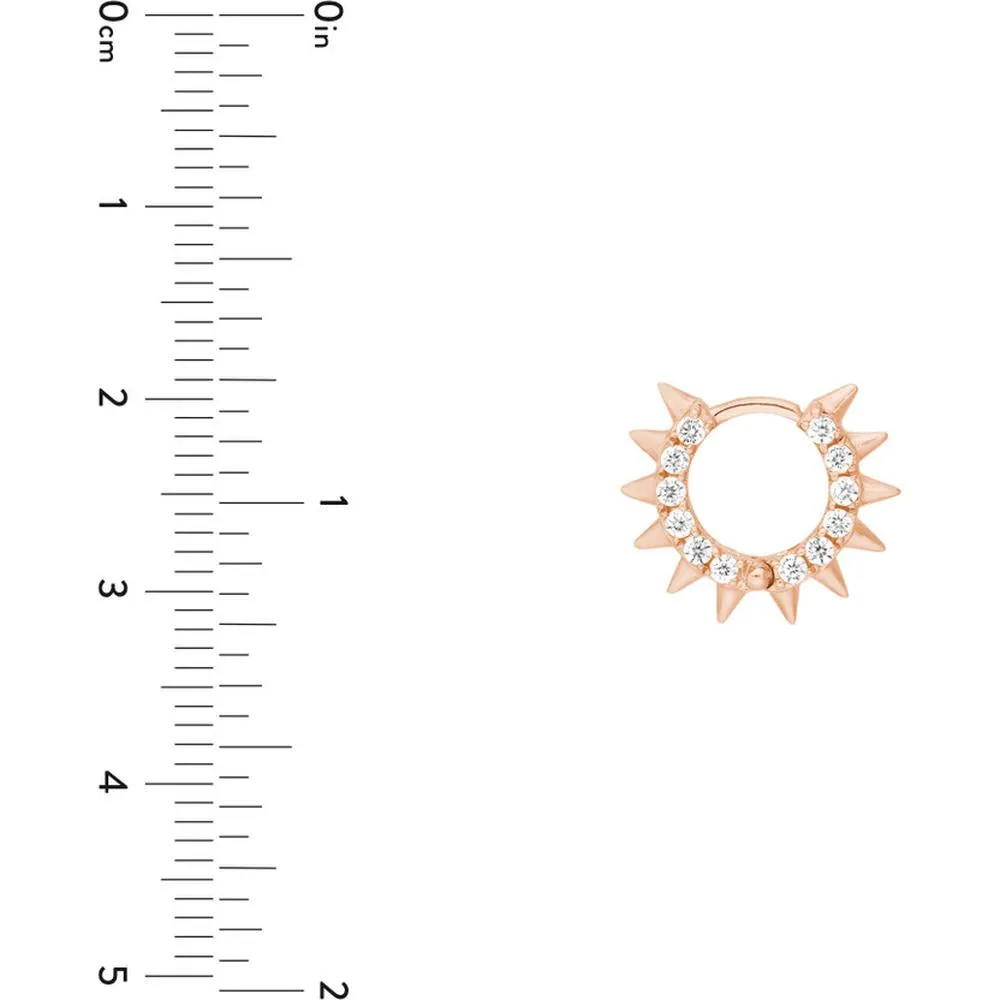Olas d'Oro - 14K Rose Gold Pave Diamond Spiked Huggie Earrings - 0.60 Carat Total Diamond Weight
