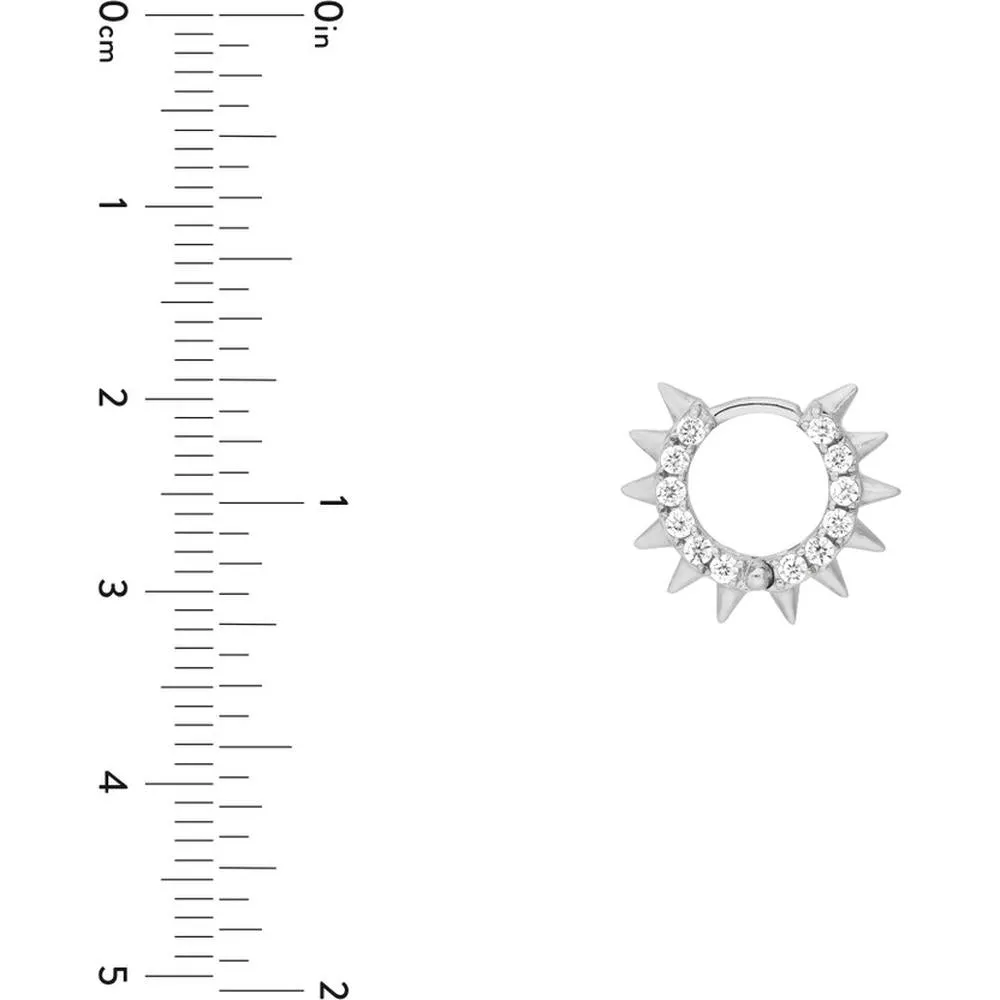 Olas d'Oro - 14K White Gold Pave Diamond Spiked Huggie Earrings - 0.60 Carat Total Diamond Weight