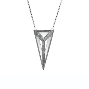 Oversized Pyramid Full Pavé Pendant Necklace