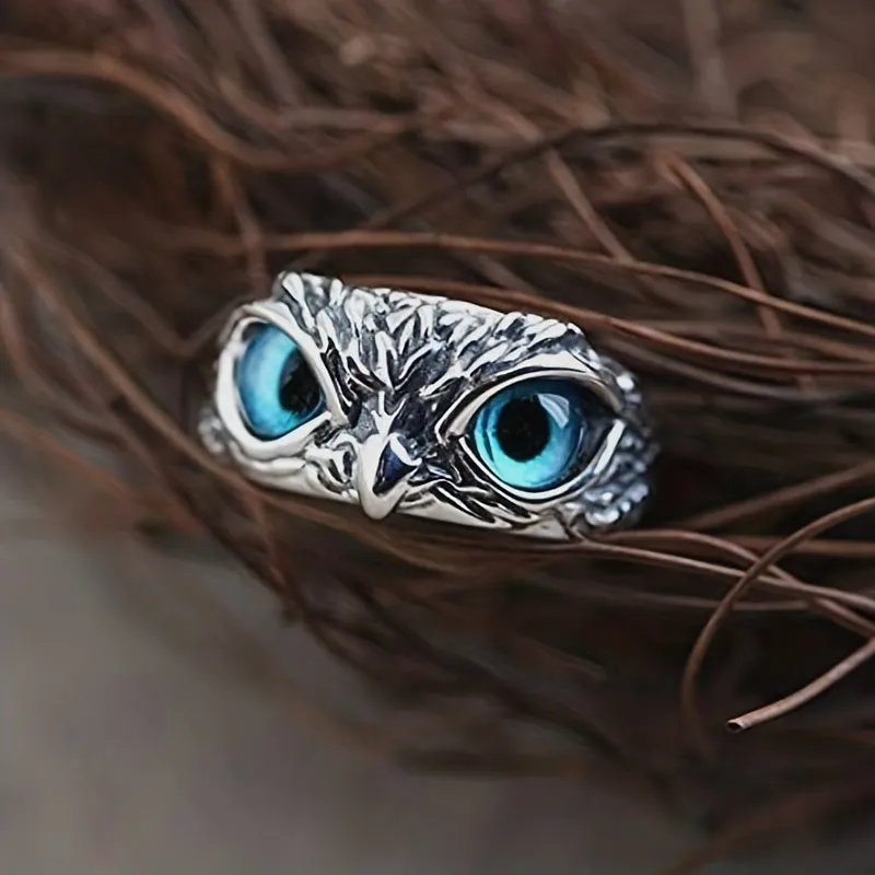 Owl Devil's Eye Ring Retro Creative Exaggerated Animal Opening Adjustable Finger